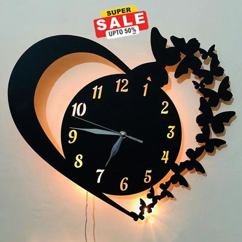 Heart Wooden Clock