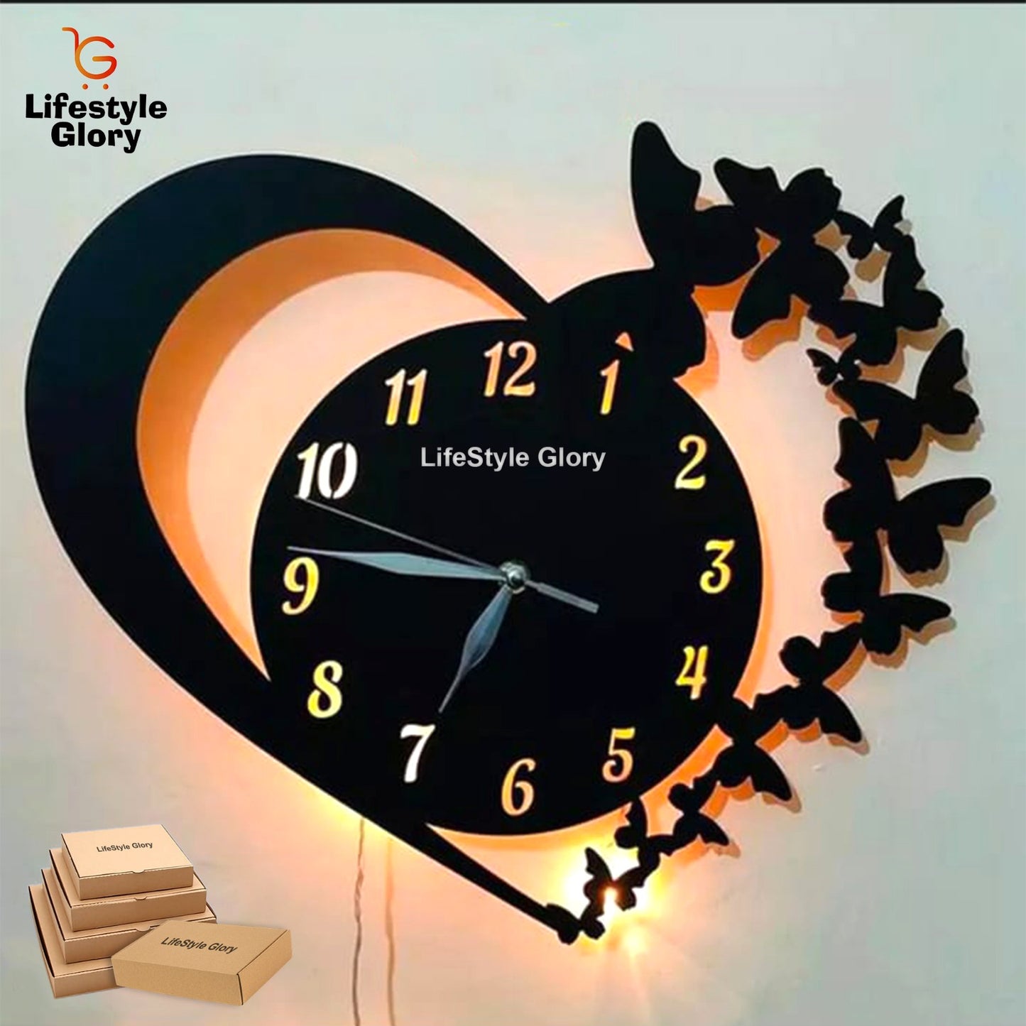 Heart Wooden Clock